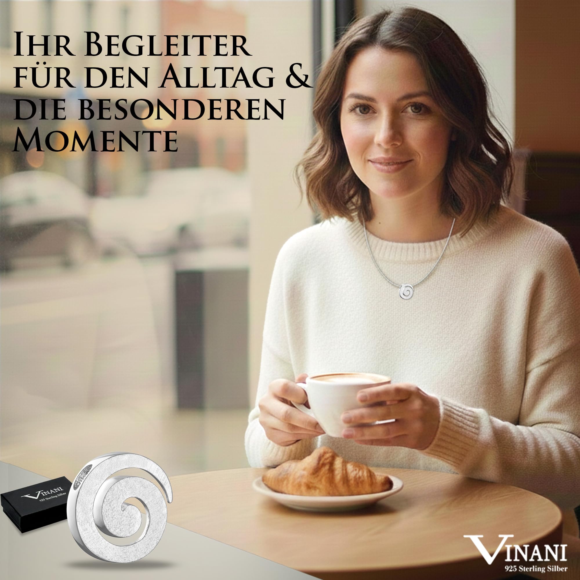 Vinani Anhänger Spirale gebürstet 925 Sterling Silber Damen Ketten ASR-EZ