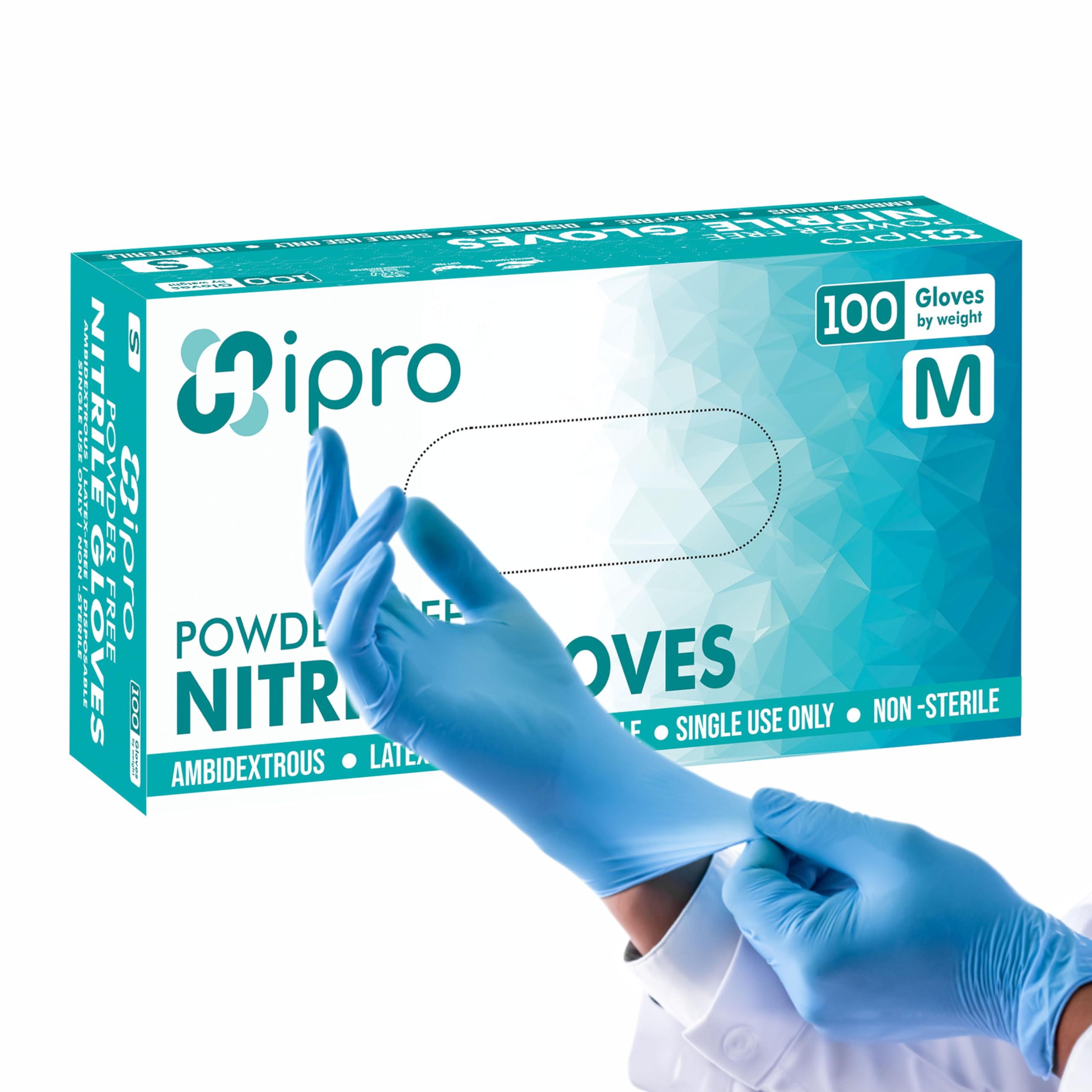 HiPRO- Comfortable High Touch 4 Mil Disposable Nitrile Gloves Latex/Powder-Free, Non-Sterile, Cooking, Cleaning, 100 Count (Medium)
