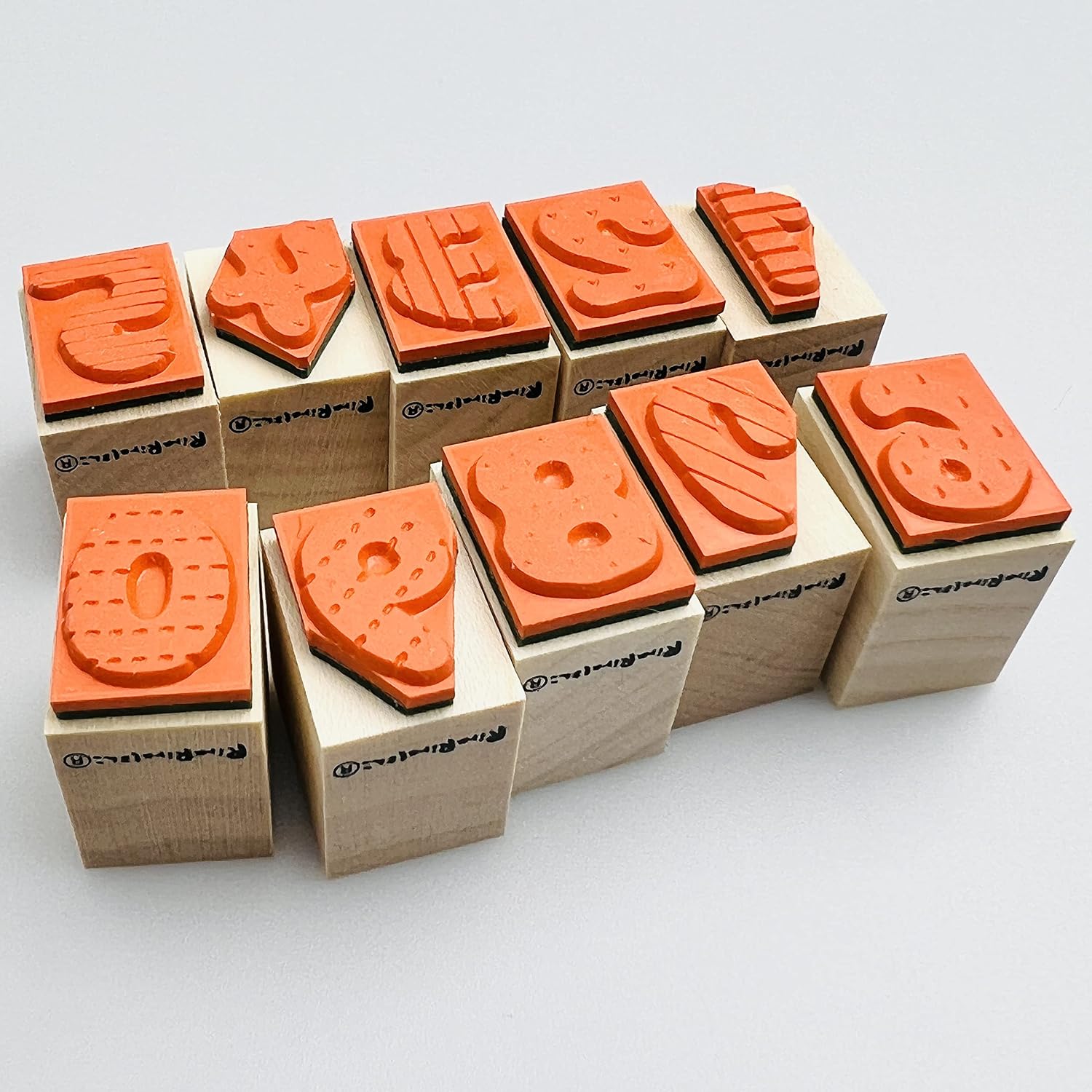 箱付【BIG】Rira数字10本セット＊ラバースタンプ15㎜x20㎜x23㎜ 【オインク】