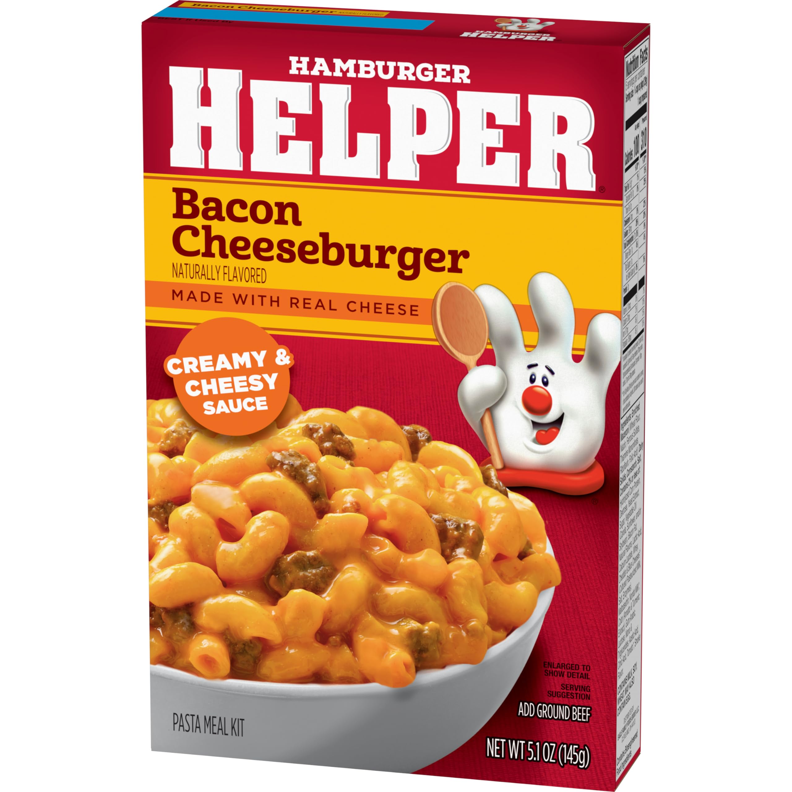 Hamburger Helper Bacon Cheeseburger Pasta Meal (5.1 oz - 12 Pack) No Artificial Flavors, Ready in 3 Easy Steps, Quick Meals Perfect for Midweek Dinners, Busy Evenings & Families On-the-Go