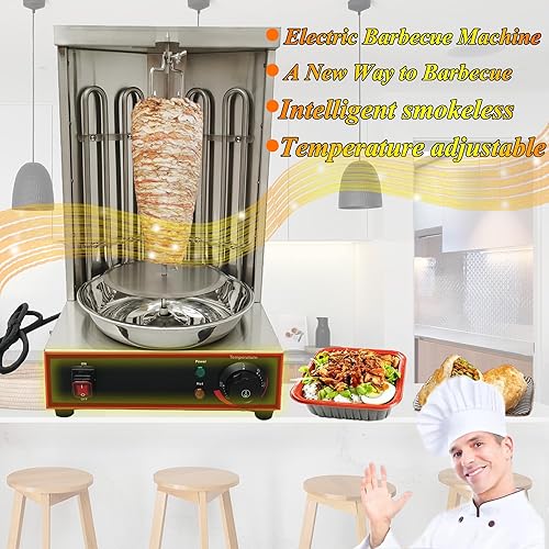 Miniatura 2 de HQHAOTWU Máquina de parrilla Máquina de barbacoa eléctrica Parrilla de acero inoxidable Horno giratorio Asador vertical eléctrico Temperatura