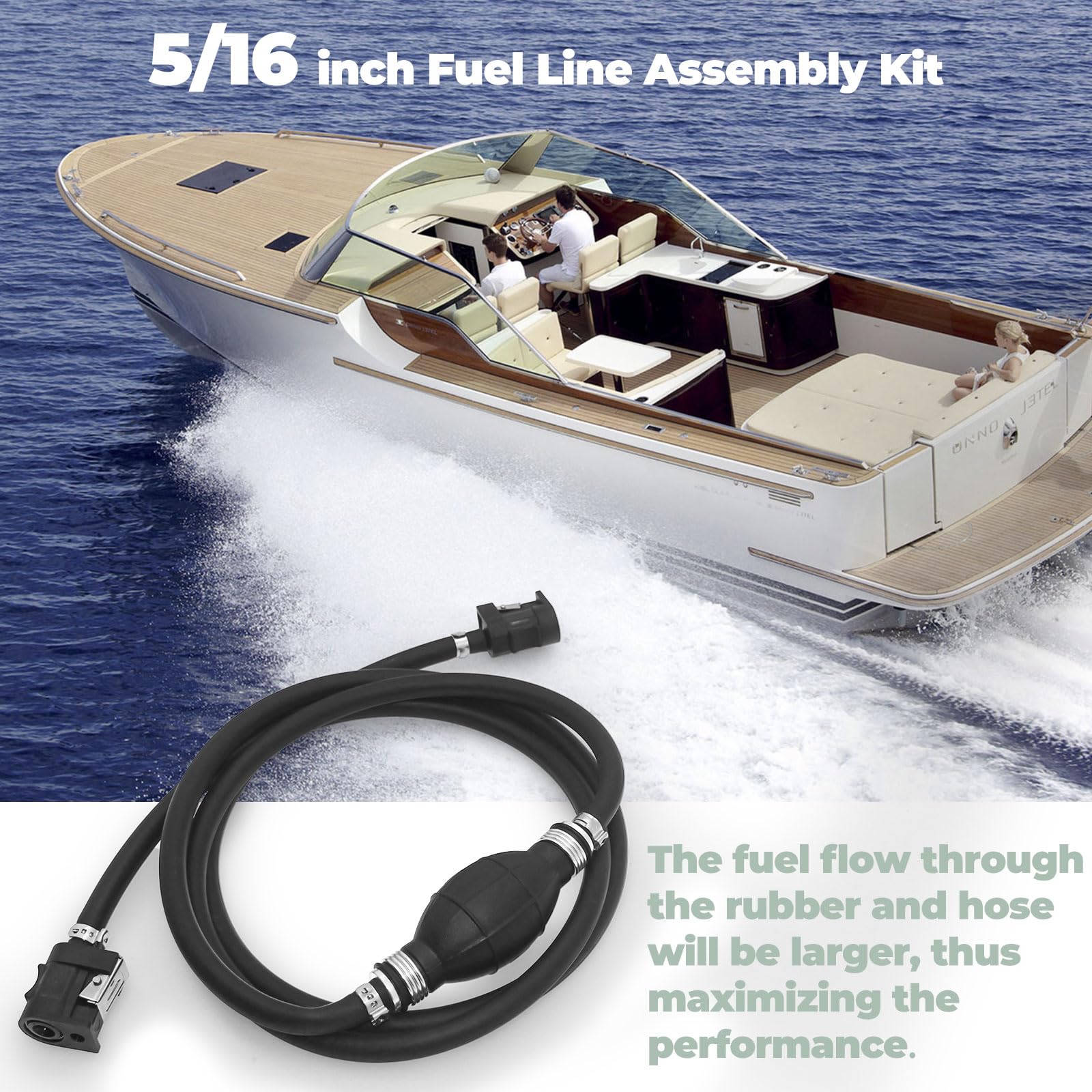 Automotive Primer 7 Foot Marine Fuel Line Assembly With Primer Bulb – 5 ...