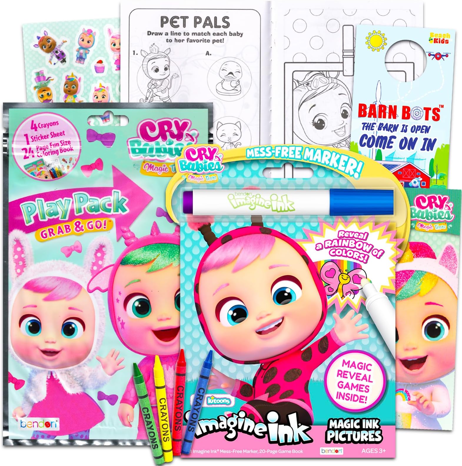 Cry Babies Coloring and Activity Book Set - Bundle with Cry Babies Coloring Book, Mess-Free Imagine Ink, Play Pack with Mini Coloring Pages, Stickers, More | Cry Babies Activity Set