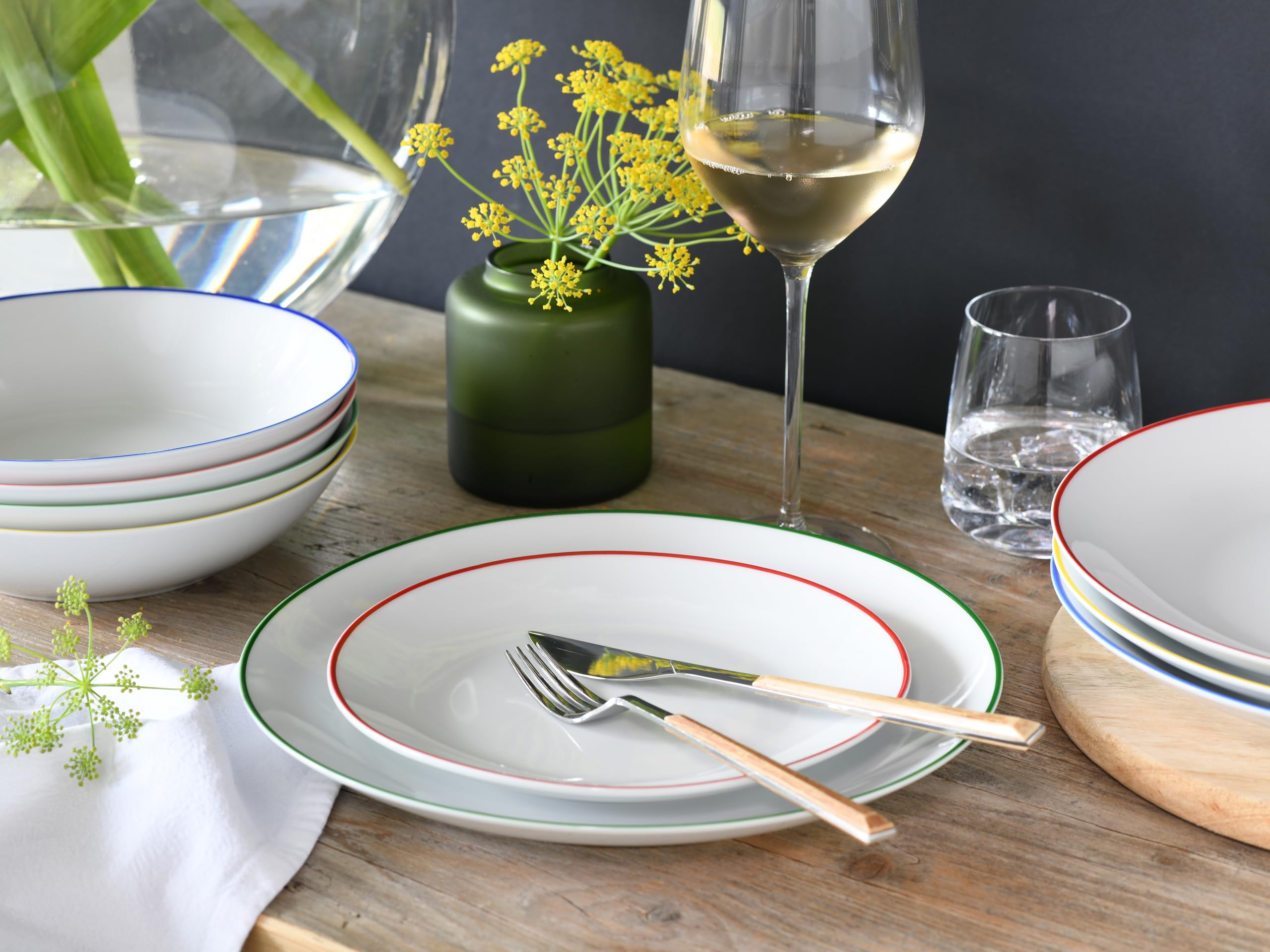 CreaTable, 24055 Luna Color Line - Vajilla de 20 piezas para 4 personas (porcelana, apta para lavavajillas y microondas, producción de calidad)