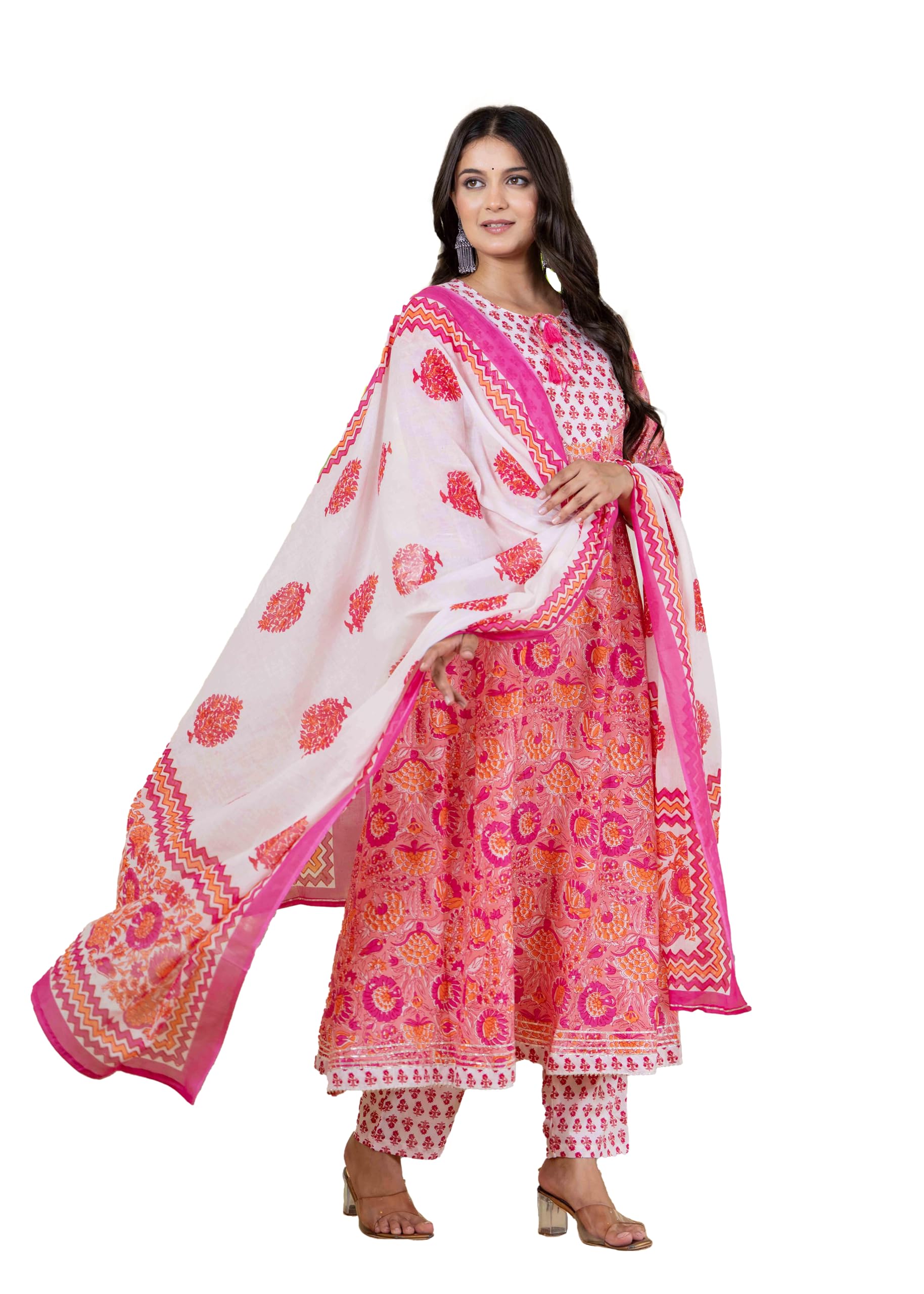 pistaa's Women Cotton Anarkali Flair Suit Set-picture-27