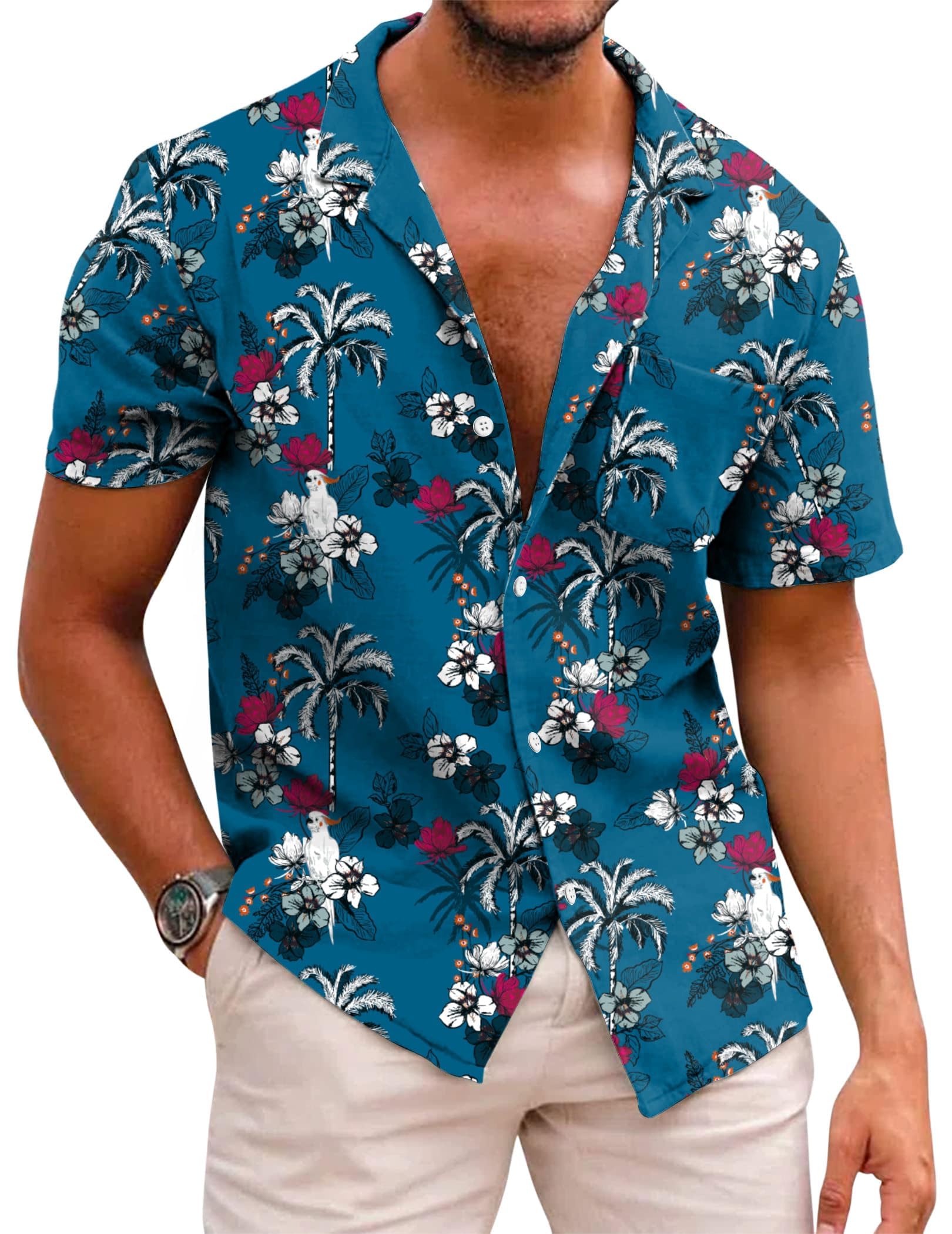 hohololo Hawaii Hemd MäNner Herren Hawaiihemd - Sommer Kurzarm-Hemd Party-Hemd