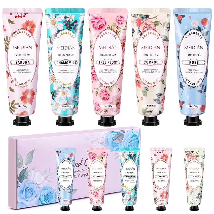 Immagine del prodotto 10 Packs Creme Set, Lot Mini Crèmes pour les Mains, Coffret Cadeau Crème pour les Mains Hydratante, Crème Mains Coffret Cadeau Femme pour Noël, pour Maman Petite Amie, Assorbe Rapidamente, Buon Odore