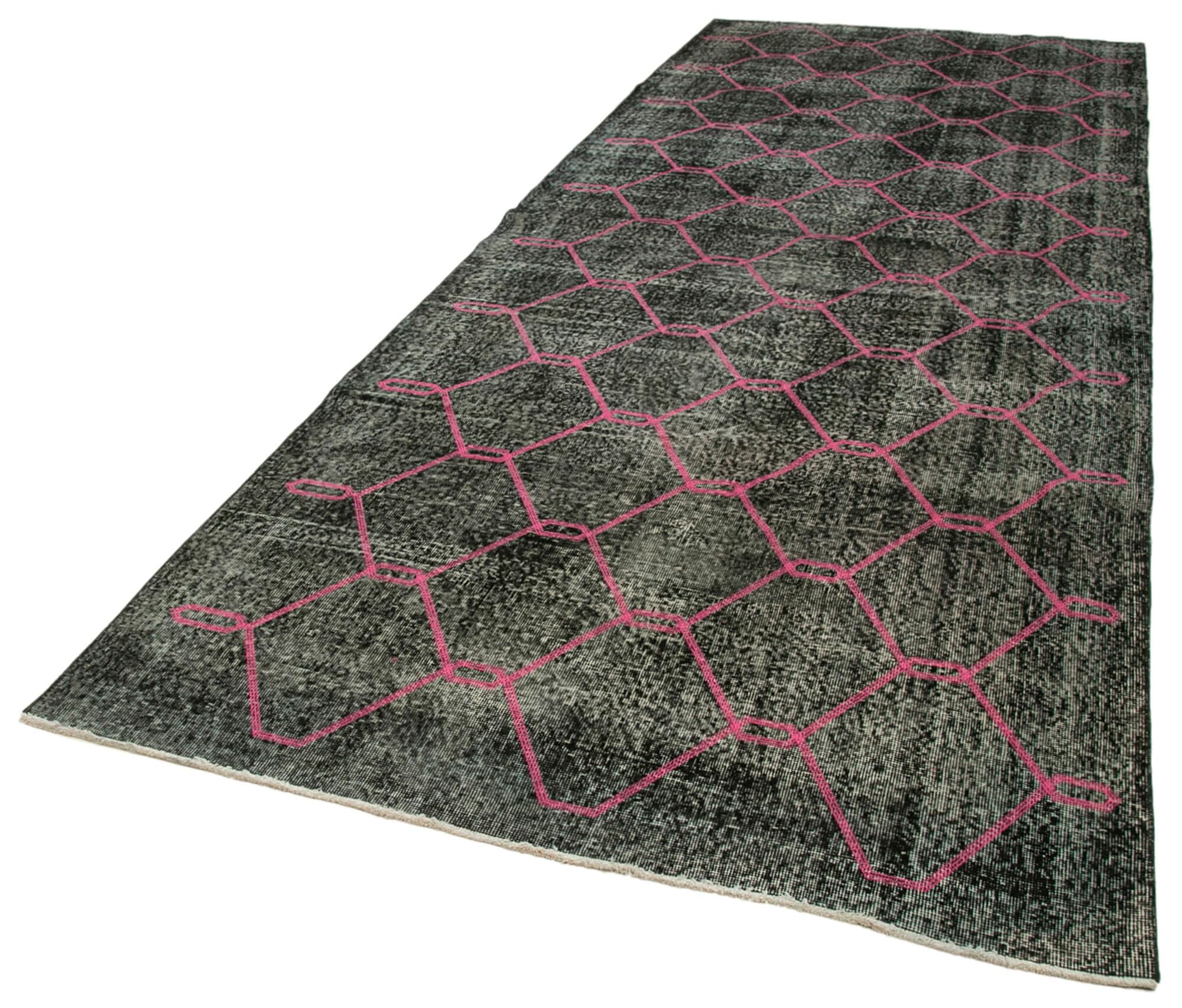51 x 139 - 155 x 420 Cm Geometric Carpet Green Geometric Bohemian Wool Cotton Handmade Handknotted Vintage