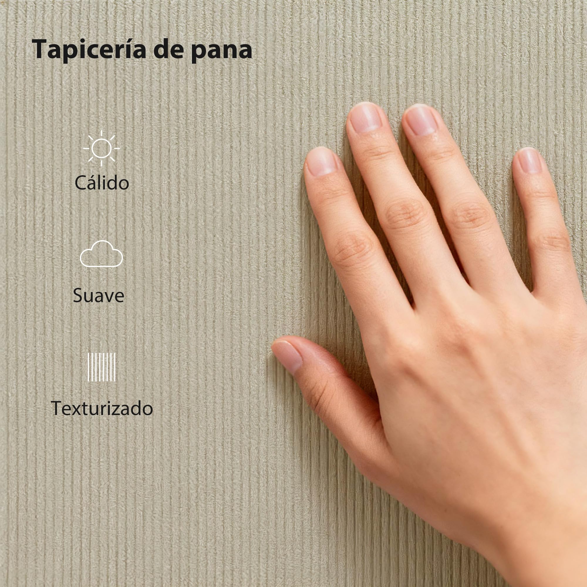 HOMCOM Somier 160x200 cm con Cabecero Ajustable, Estructura de Cama, Tapizado en Pana, Láminas de Madera, Fácil de Montar, Gris Claro