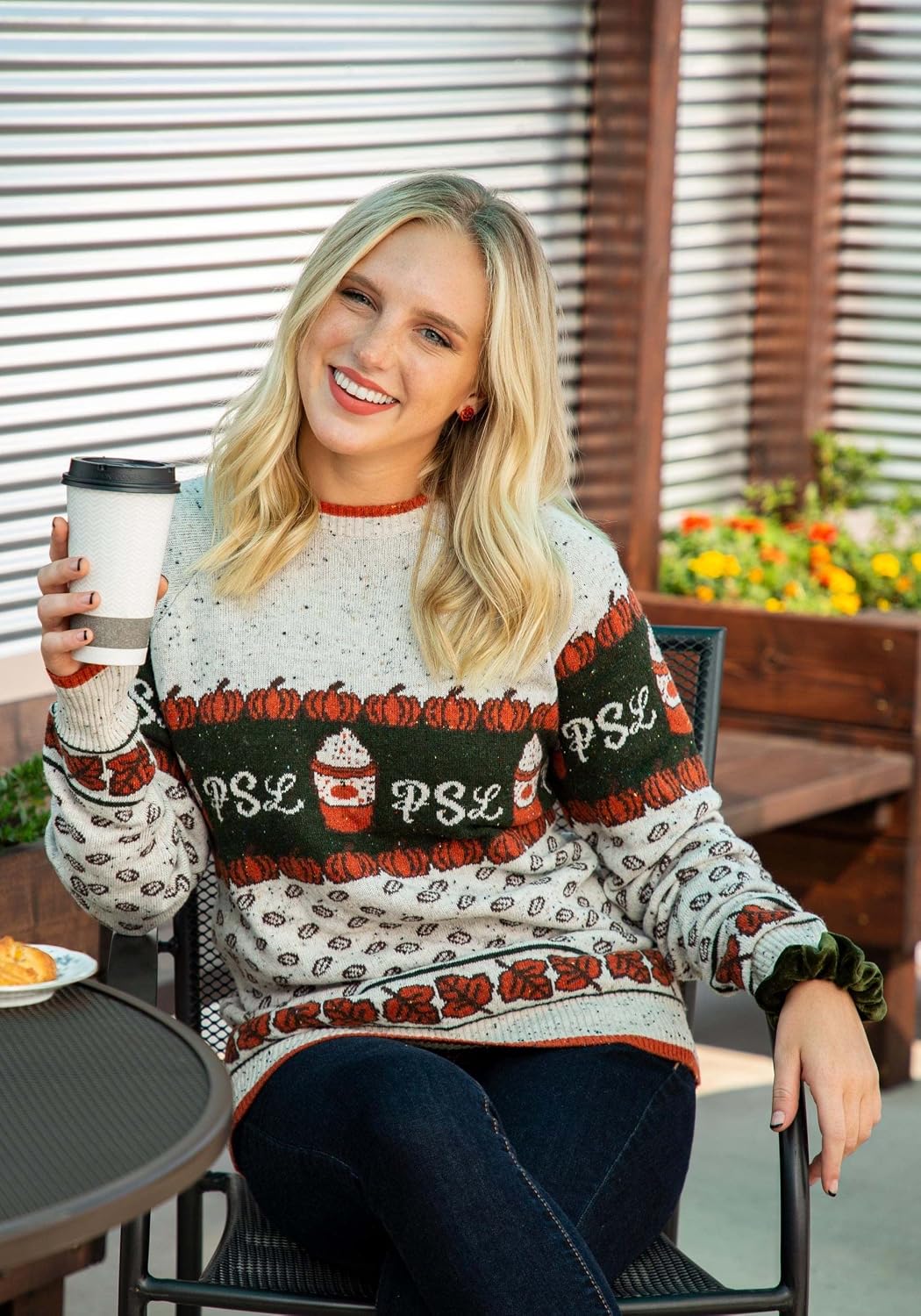 Pumpkin Spice Latte Sweater - Featuring Coffee Beans, Pumpkins, and Delicious PSL - Rib-Knit Details.