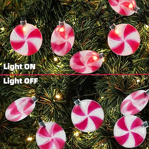 Miniatura 7 de Luces de decoración para árbol de Navidad, 8.5 pies de cadena de luces de caramelo con 10 bombillas de caramelo, adornos de Navidad para interiores,