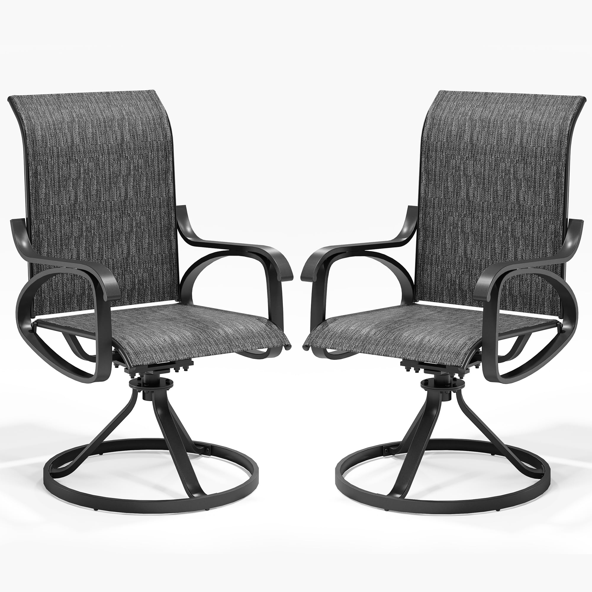 LOUVIXA Patio Swivel Chair, All-Weather Patio Swivel Rocking Chair, High Back Patio Dining Chairs for Backyard, Porch, Lawn, Garden (2, Dusky Gray)