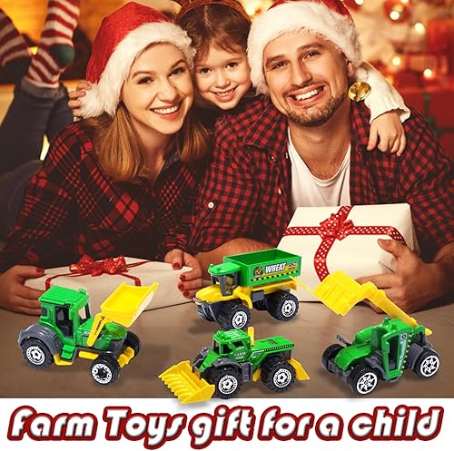Miniatura 7 de Oriate Juego de 6 juguetes de coche de granja de fundición a presión para niños, cosechadora, transportadora, camión, rociador, juguetes de granja