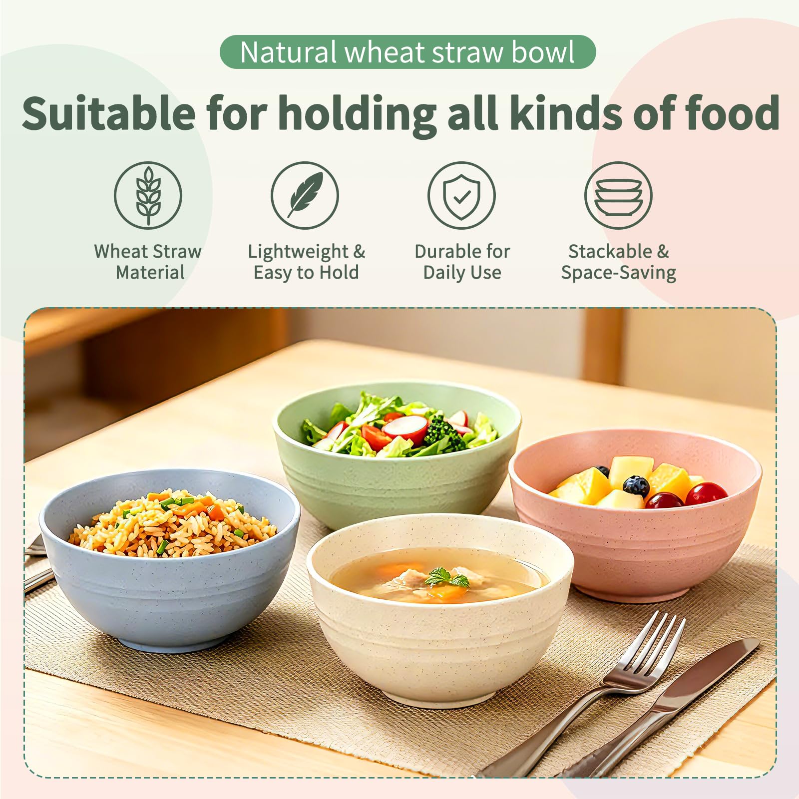 DUOLUV Unbreakable Wheat Straw Bowls - FREE SHIPPING -7 DUOLUV Unbreakable Wheat Straw Bowls - FREE SHIPPING -7