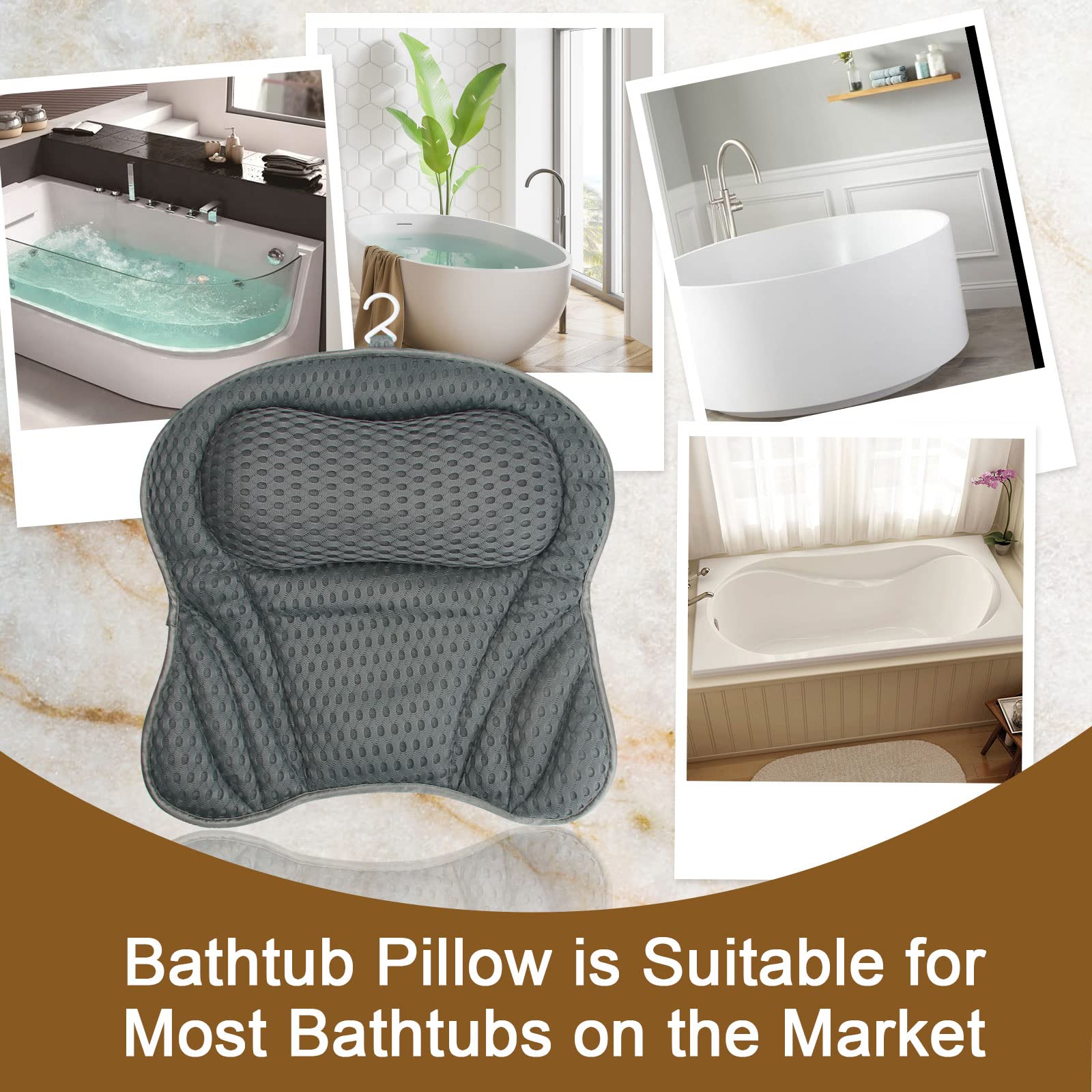 Cuscino Da Bagno Ergonomico Con Ventose E Rete 4D – Supporto Per Collo E Schiena – Include Sacchetti Per Lavaggio E Riporre