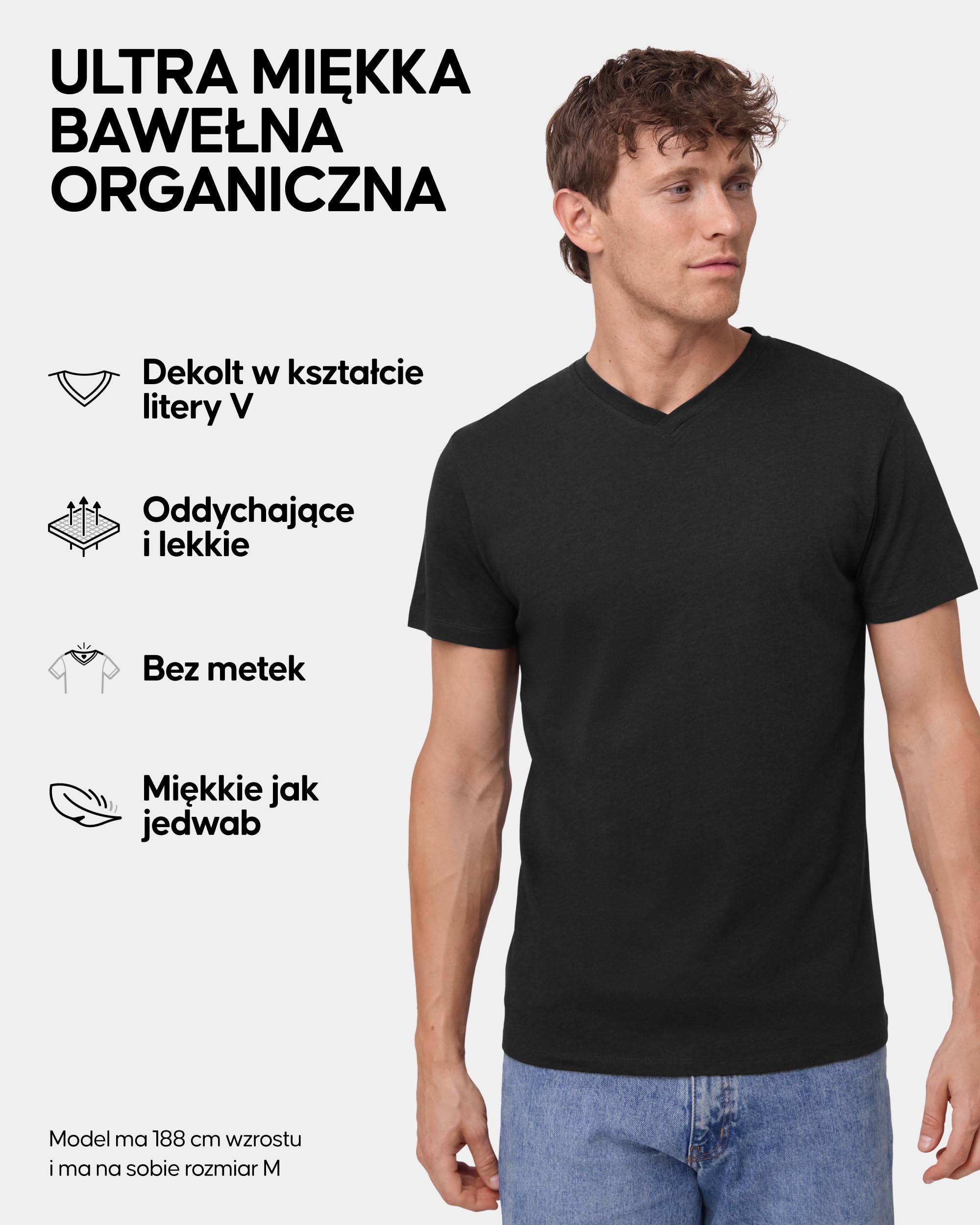 DANISH ENDURANCE Koszulka Męska, Bawełna Organiczna, Dekolt Okrągły lub V | T-shirt z Bawełny Organicznej i Modalu, Miękki i Oddychający, do Codziennego Noszenia i Lekkiego Sportu