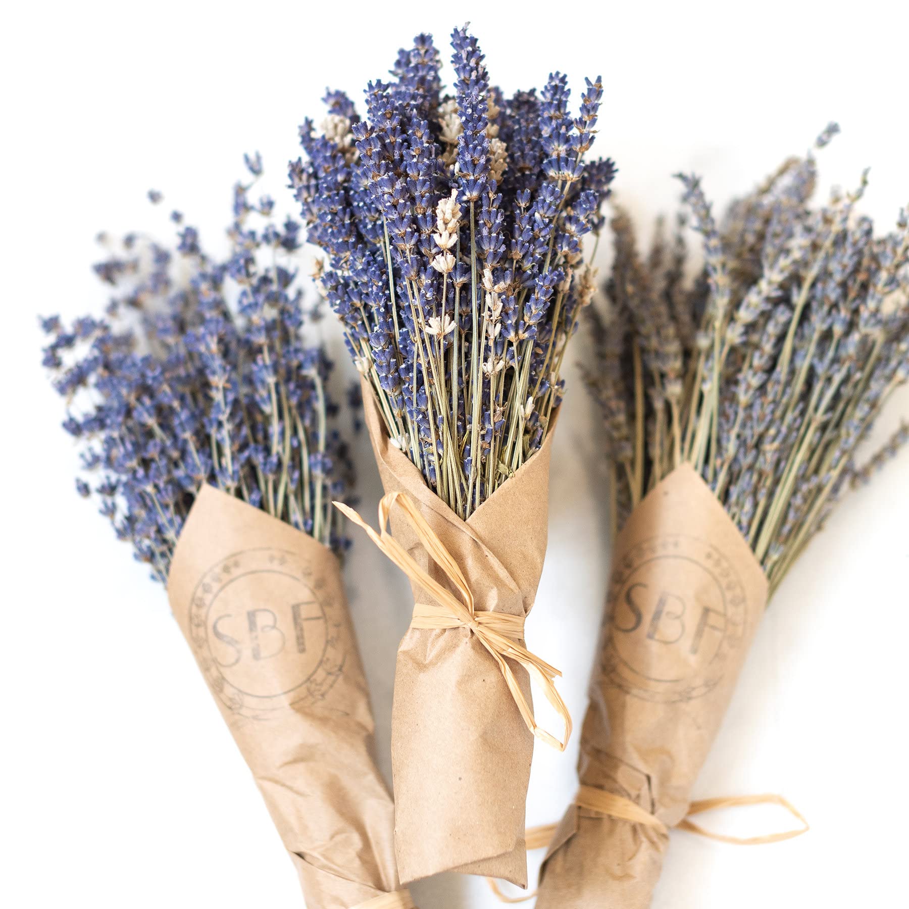 DECOALIVE Ramo de Lavanda con Papel Kraft Flores Secas Naturales