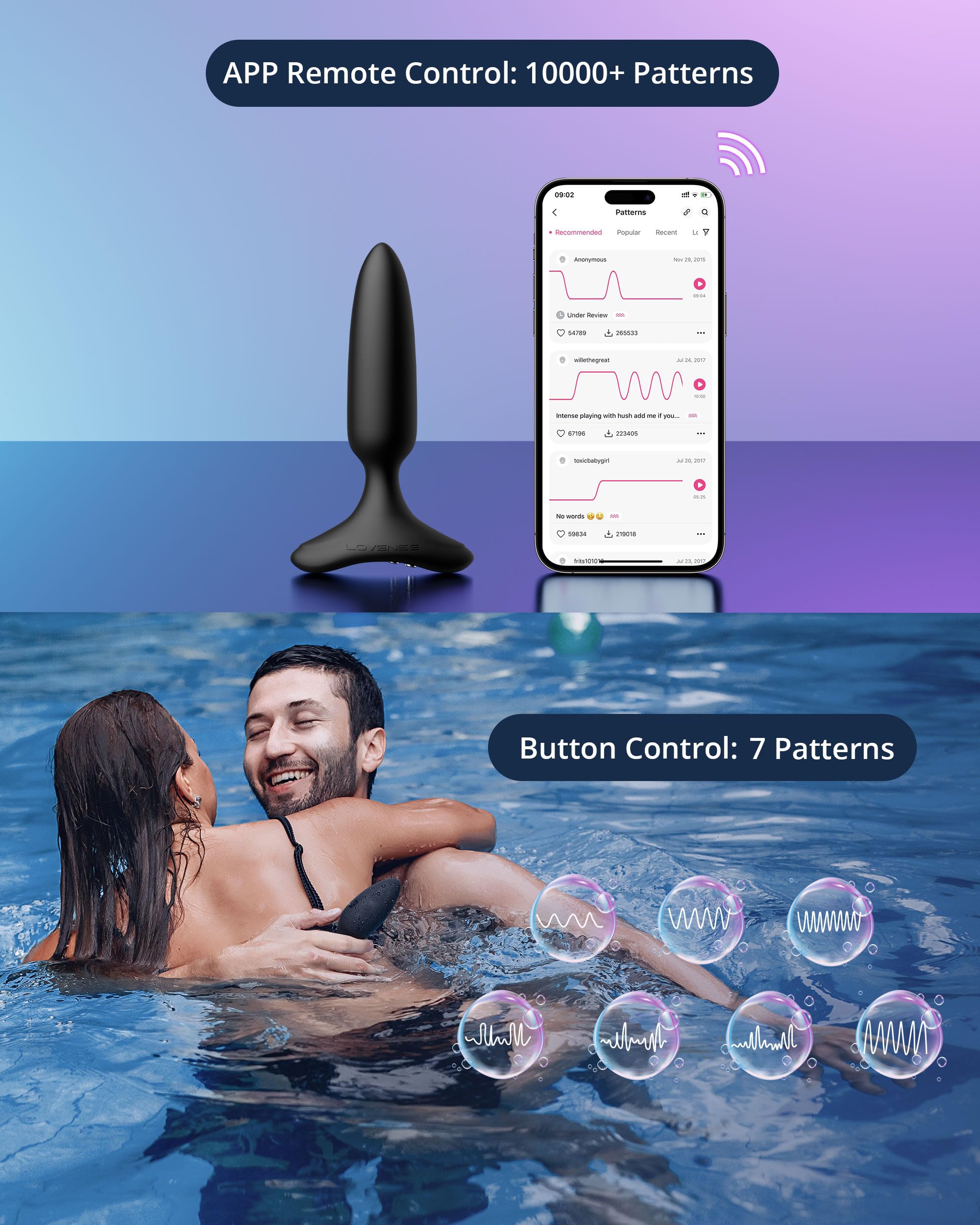 LOVENSE Hush 2 Vibrating Butt Plug 1.0", Silicone Anal Vibrator for Men with Remote Control, Waterproof and Rechargeable Big Plug Vibration Machine for Women, Adult Anal Plug Sex Toys for Couples: 1 inch