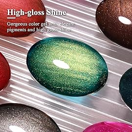 Imtiti Pearl Gel Nail Polish,0.5 Fl Oz Metallic Green Glitter Drawing Gel Polish Shell Thread Shimmer Mermaid Soak Off UV LED for Home DIY Nail Art Manicure Salon