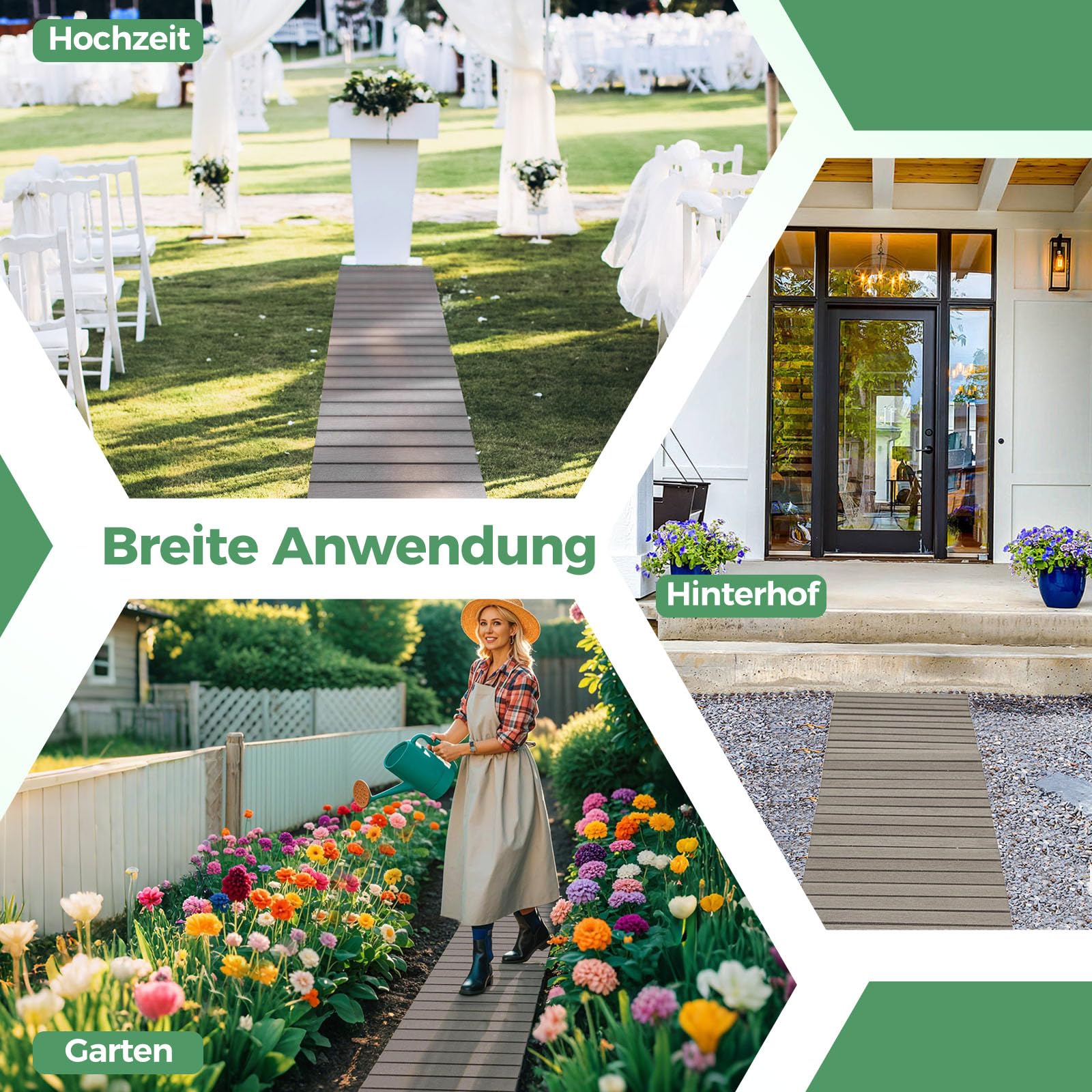 GOPLUS Rollweg, 242 x 43 cm Gartenweg Gartentritt wetterfest aus HDPE mit Holzoptik, Dekorative Holztritt Holzweg Gartenrollweg ausrollbar für Garten Hof Outdoor-Hochzeit