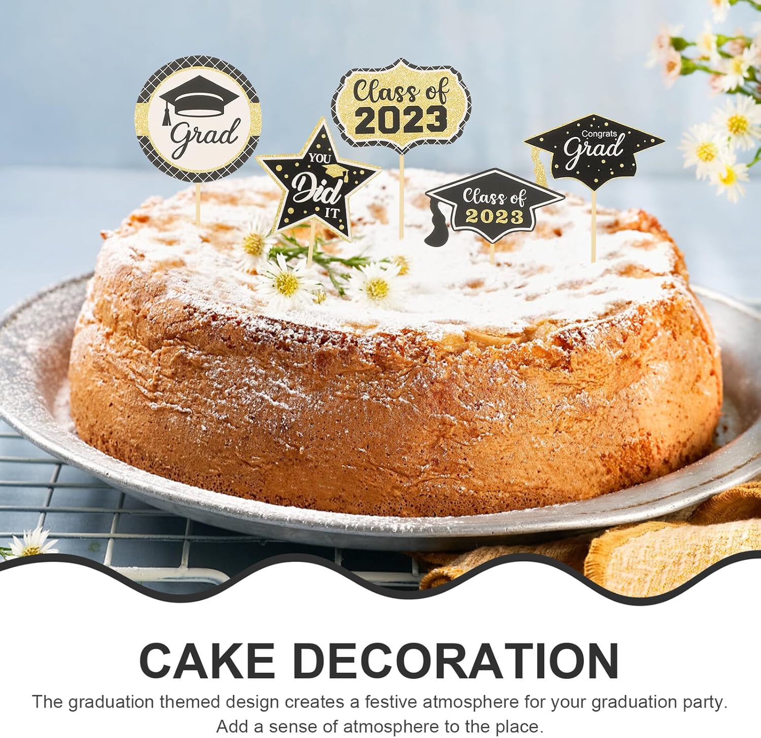 Graduation Cake Decor 24pcs Paper Cupcake Toppers 2023 Graduation Party Dessert Picks Non-edible Cake Decoration Supplies for Ceremony Celebration