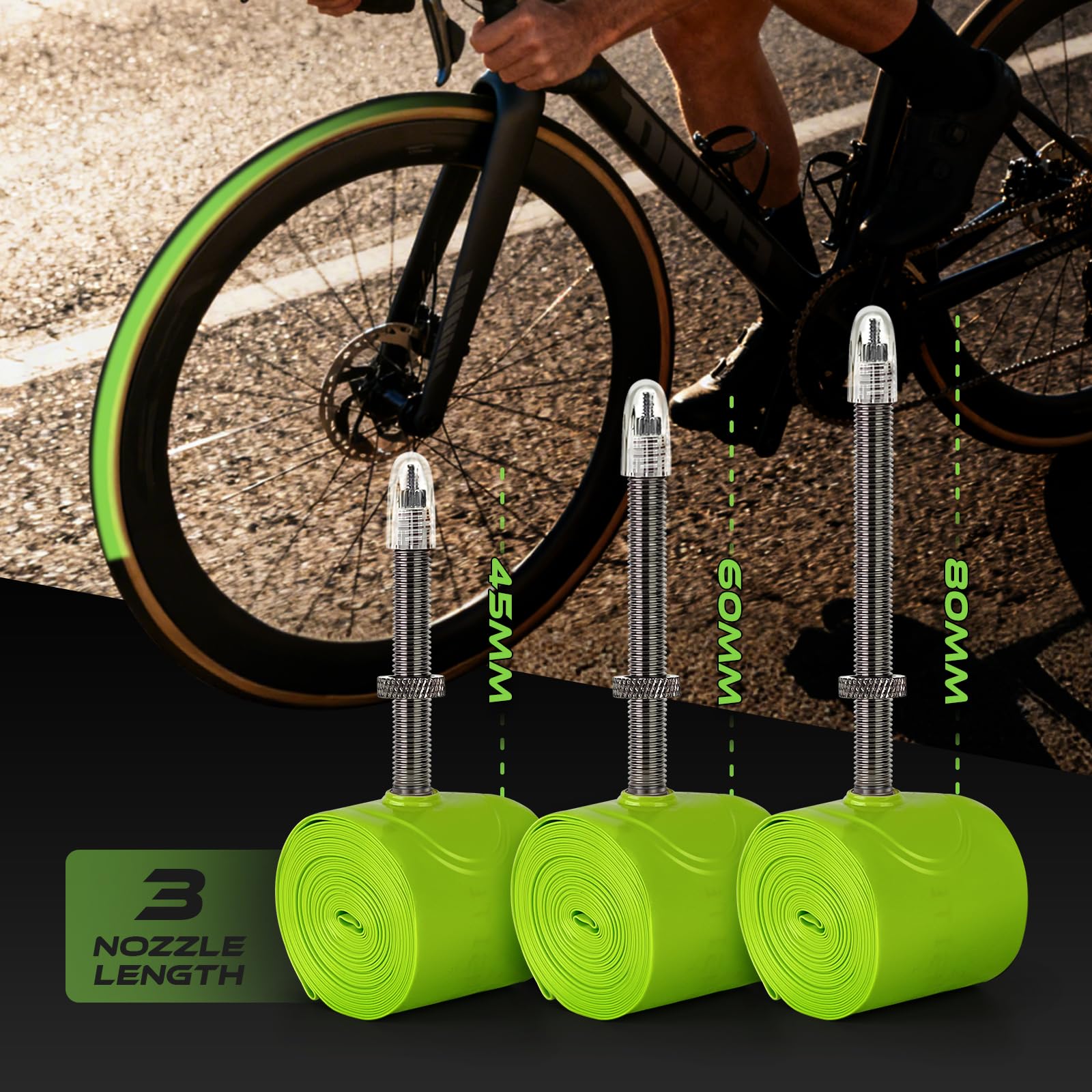 CYCLAMI Chambre à Air TPU 30g Ultra Légère Chambre a Air Velo Route 700 x 18/23/25/28/30/32C - Métal Amovible Valve Presta 45/60/80mm - 5