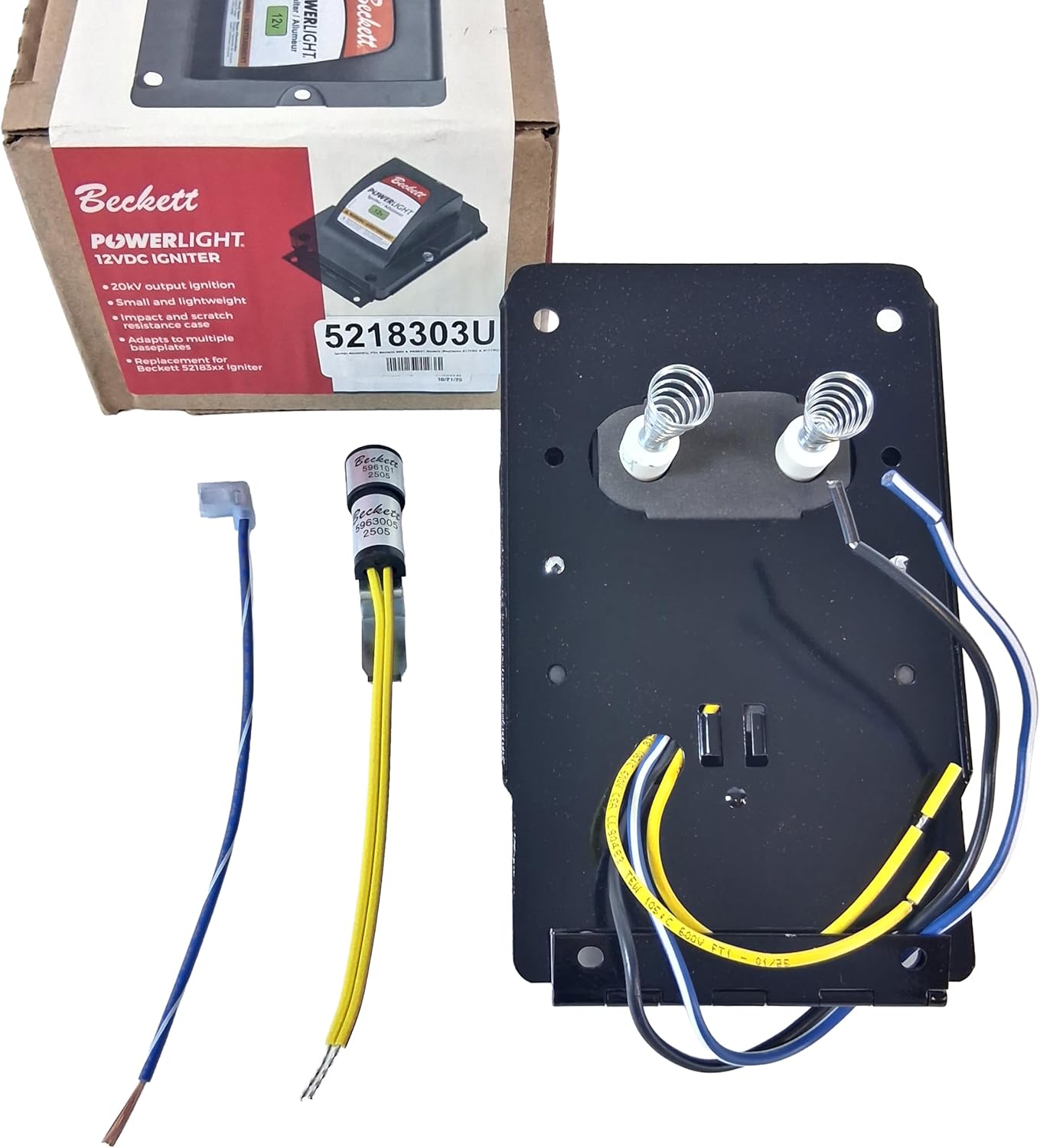 Genuine OEM 12 VDC PowerLight Electronic Igniter/Ignition Transformer Compatible with Beckett SDC and Pro501 Series Oil Burners 5218303U