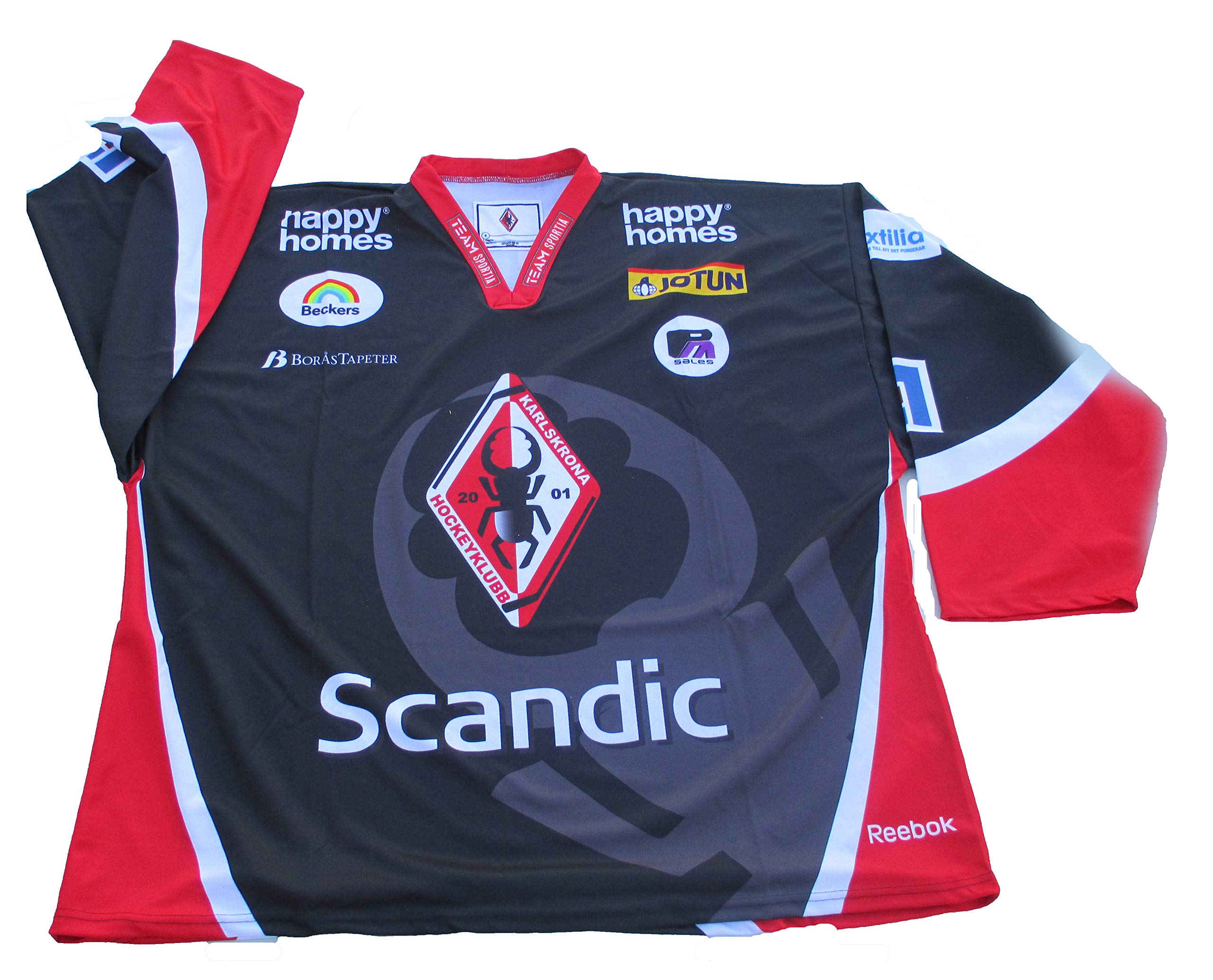 Karlskrona HK Hockey Jersey, Swedish Team, New/tag, Adult Size XXLarge, New/tag Black/Red