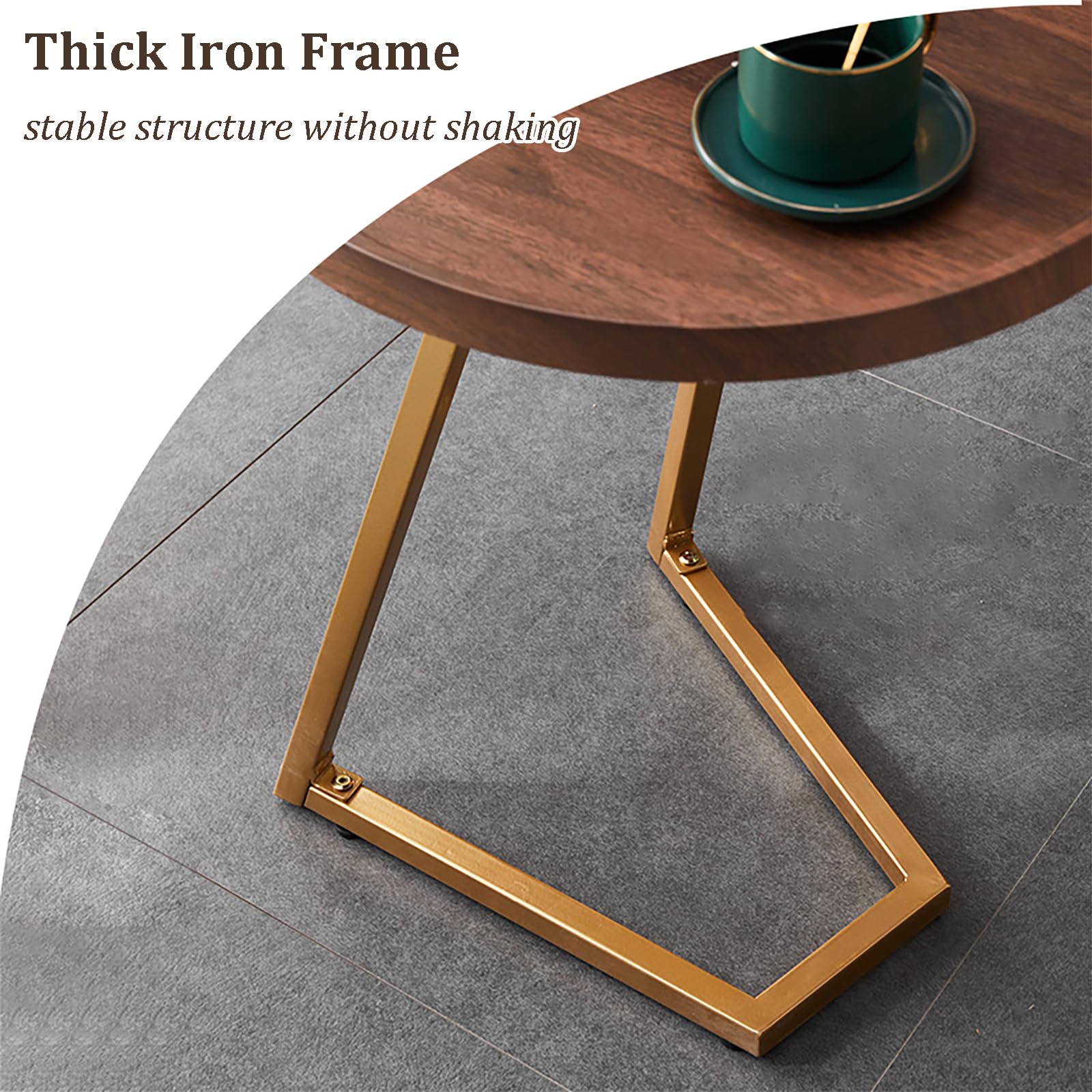 Table d'appoint en Forme de C, Table de canapé coulissante sous Un Petit côté pour canapé, Plateau TV, Salon, Chambre à Coucher, lit, Meubles Modernes, Noyer
