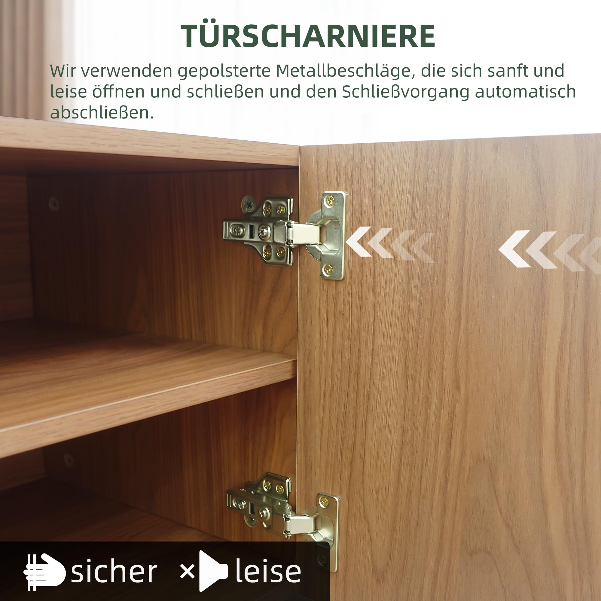KAANAA TV Schrank 220cm mit Lamellentüren, TV Lowboard Nussfarbe | 220cm TV Lowboard, Lamellentüren, Nussfarbe Holzoptik, großer Stauraum, Kabelmanagement, für Fernseher 75–90 Zoll