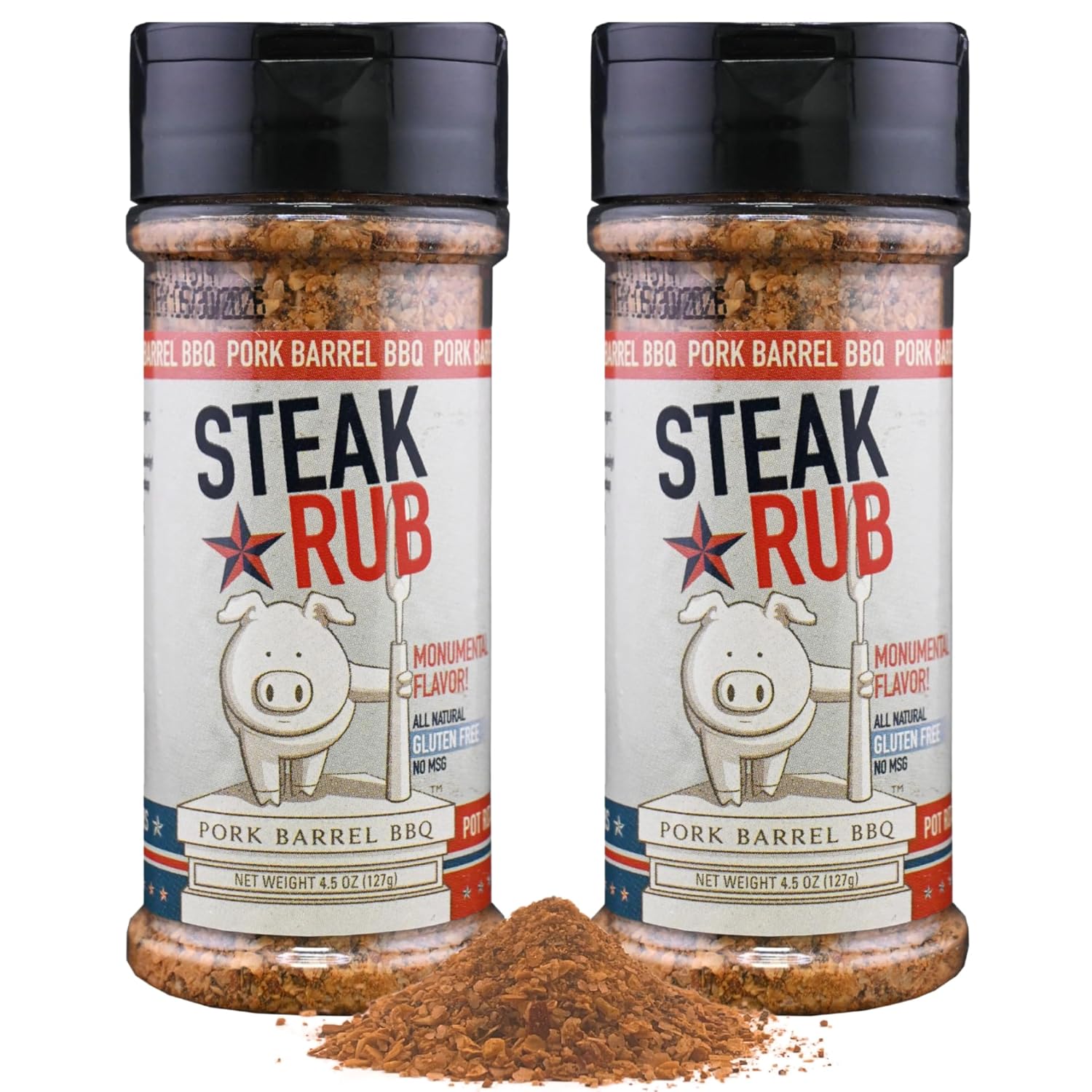 Pork Barrel BBQ Steak Spice Rub | Premium All-Purpose Seasoning, No MSG, Gluten-Free, Zero Calorie | Grill Seasoning for Beef, Steak, Burgers, Pork, and Chicken, 4.5 oz - Pack of 2