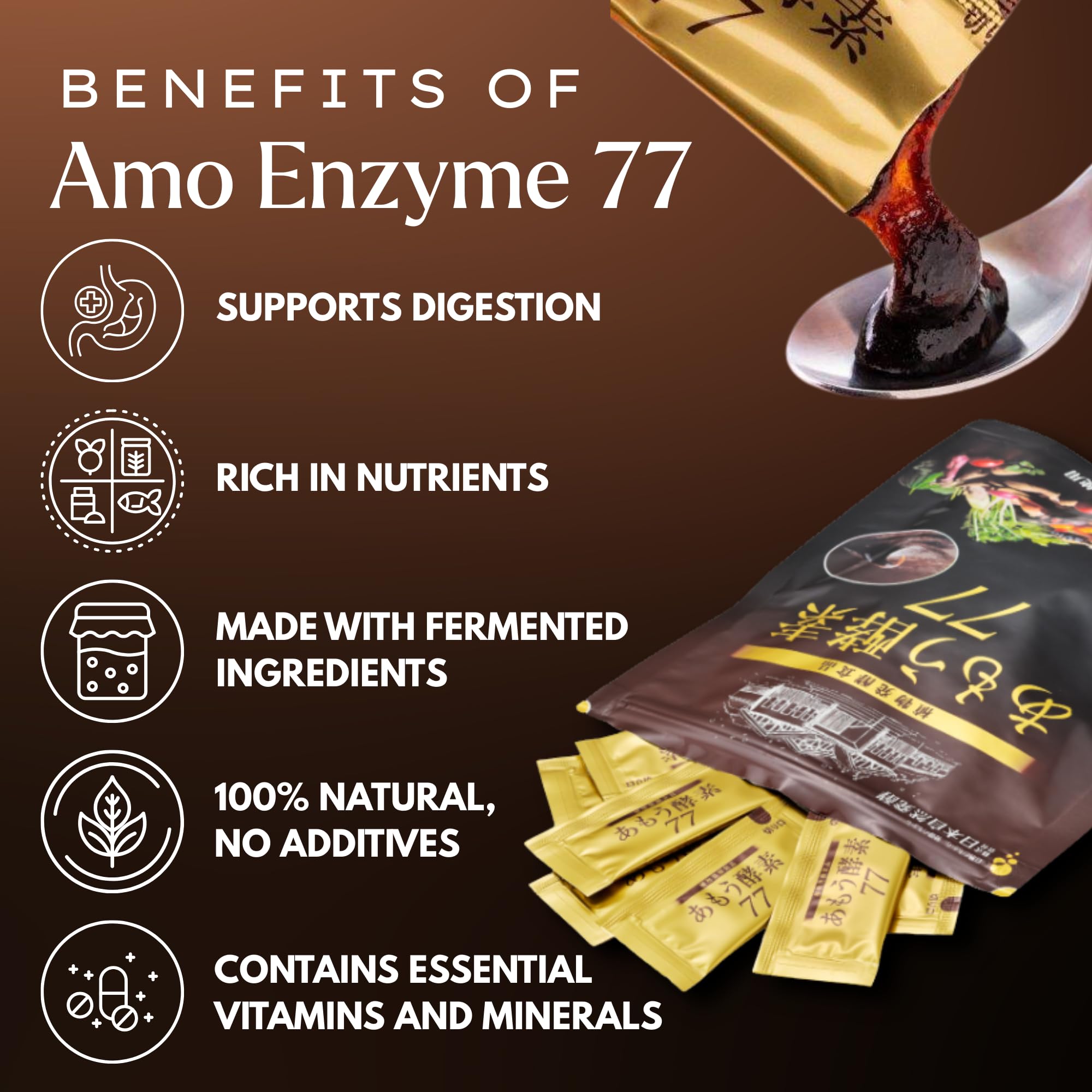 Amo Koso (Enzyme) – Japanese Fermented Enzyme Paste with 77 Domestic Ingredients & 20+ Fermentation Cultures, Rich in Probiotics and Prebiotic | Made in Japan | Perfect for Daily Use (30 Days), Individual Packets | Aki Foods Japan — Amazon image 3
