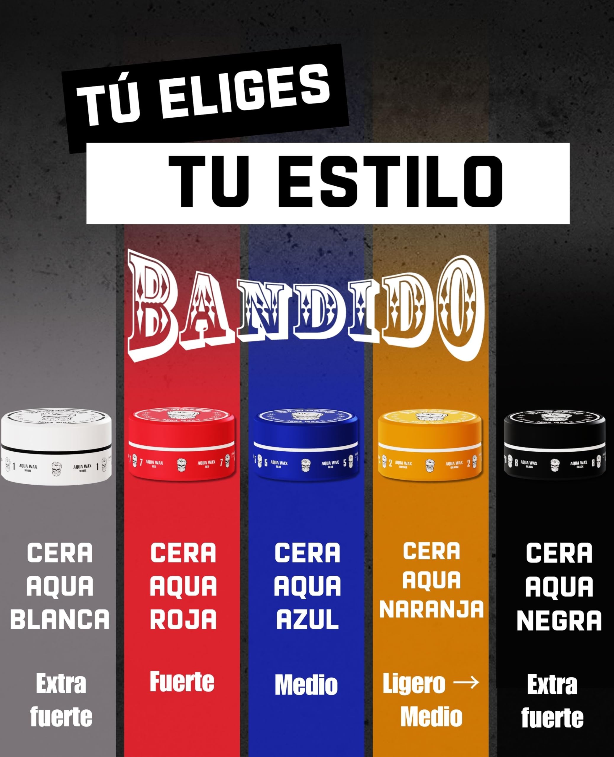 BANDIDO Aqua Hair Wax No. 5 – wosk do włosów dla mężczyzn o średniej przyczepności i owocowym zapachu gumy do żucia – Cera dla mężczyzn 150 ml – połysk & Edge Control do wszystkich rodzajów włosów