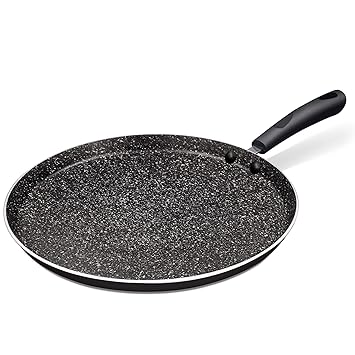 MILTON Pro Cook Granito Induction with 5 Layer Food Grade Non Stick Coating Omni Tawa, 28 cm with Premium Bakelite Handle, Black (Compatible with Gas, Hot Plate, Induction, Microwave)