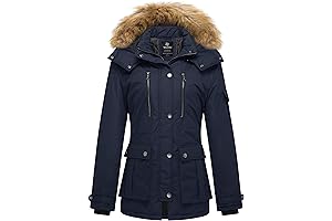 Women's Quilted Winter Coats Warm Puffer Jacket Thicken Parka with Removable Hood
