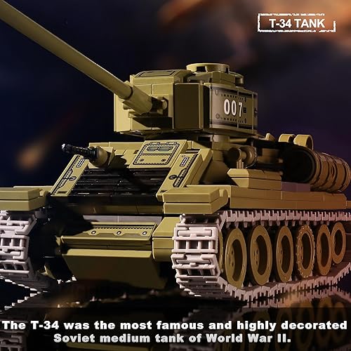 Miniatura 4 de WW2 Army Tanks - Juegos de construcción de juguetes compatibles con Lego, crea un tanque T-34 soviético y un tanque alemán Panzer 38(t), gran modelo