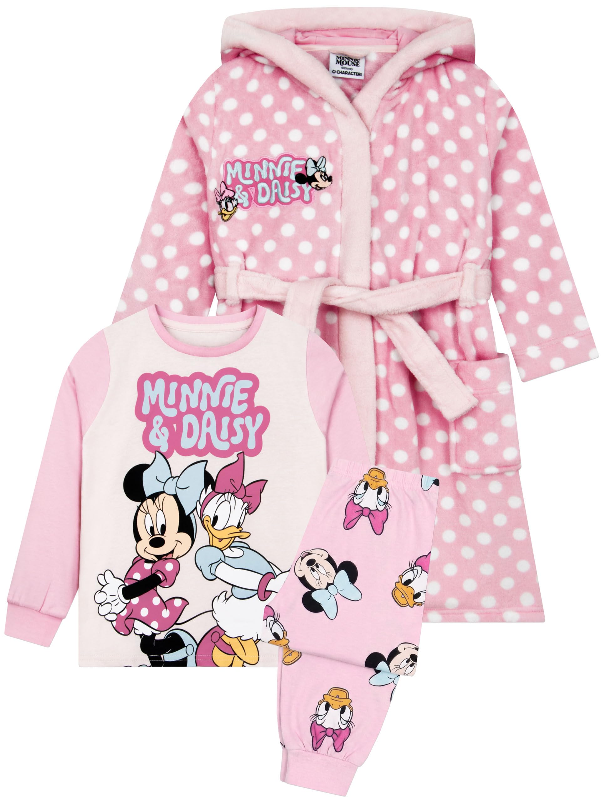 Disney Mädchen Minnie Maus Schlafanzug Bademantel Set