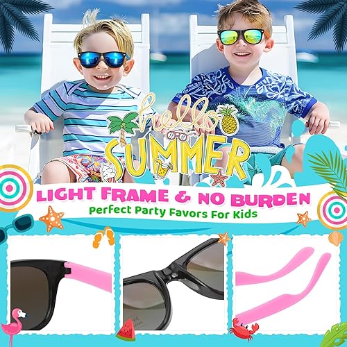 Miniatura 5 de Gafas de sol para niños a granel, gafas de sol de neón con protección UV400 para niños, niños y niñas, recuerdos de fiesta para niños, suministros