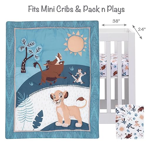 Miniatura 2 de Lambs & Ivy (LAMCR) Juego de ropa de cama de 3 piezas para cuna, diseño de rey león aventura, color azul (790020)