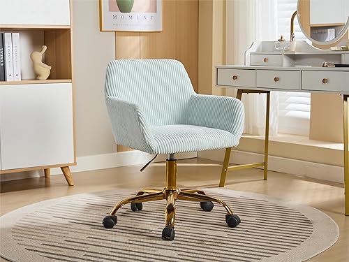 Miniatura 20 de KCC Silla de Tocador de Maquillaje de Piel Sintética, Cómoda Silla Giratoria Moderna Mullida de Descanso con Ruedas, Tapizada Difusa Altura Blanco +