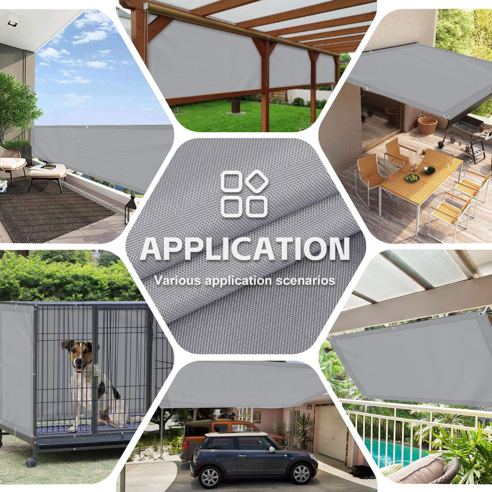 Sonnensegel 3x4m Hellgrau Rechteckig mit Ösen und Seil, Wasserdicht | 95% UV-Schutz Sonnenplane Schattierungsnetz, Sonnenschutz Reißfest Wetterfest Segeltuch, für Balkon Garten Terrasse