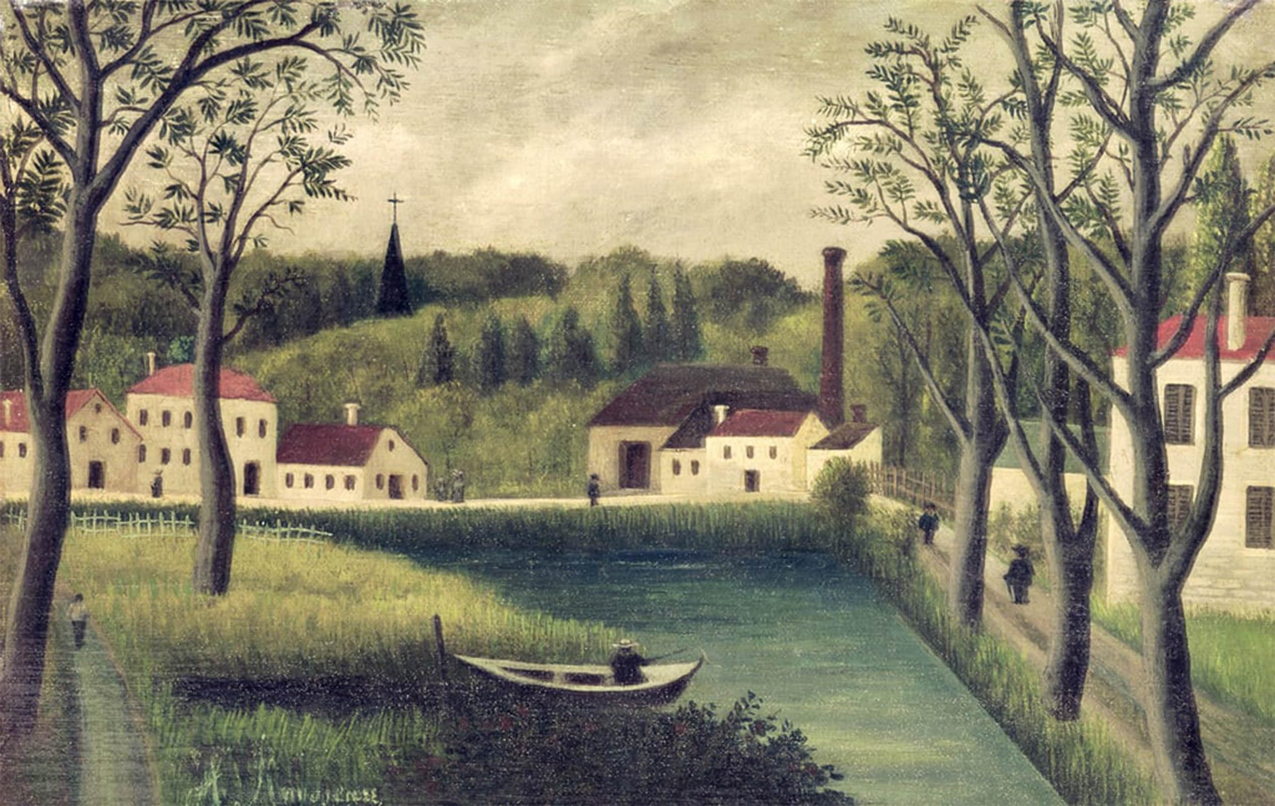 ARTXLXXBN Famous Painting Art Wall Decor Abstract Art Picture Landscape with a Fisherman After by Henri Rousseau Animal Pictures for Home Decor 60x90cm