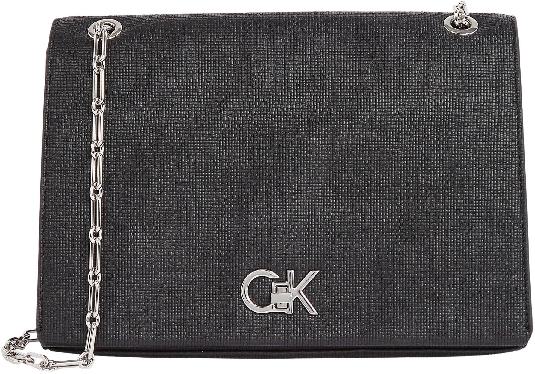 Calvin Klein Women’s Medium Shoulder Bag with Chain, Black (Ck Black), One Size