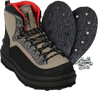 Paramount Outdoors Slate Cleated Wading Boot Rubber Bottom Wading Shoe With Metal Wading Studs