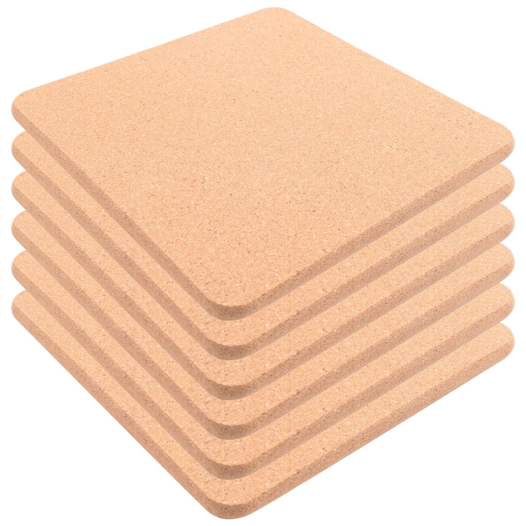 MOLERRI Cork Trivet, 6 Pcs High Density Thick Square Cork Trivets for Hot Dishes, 8 Inch Multifunctional Cork Coaster Easy Install