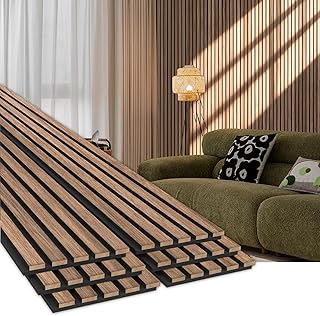 6 Pack Wood Panels for Wall 94.5" × 7.87" Acoustic Soundproof Wall Slat Panels, 3D Wall Panels for Home Office Decoration, Natural Walnut