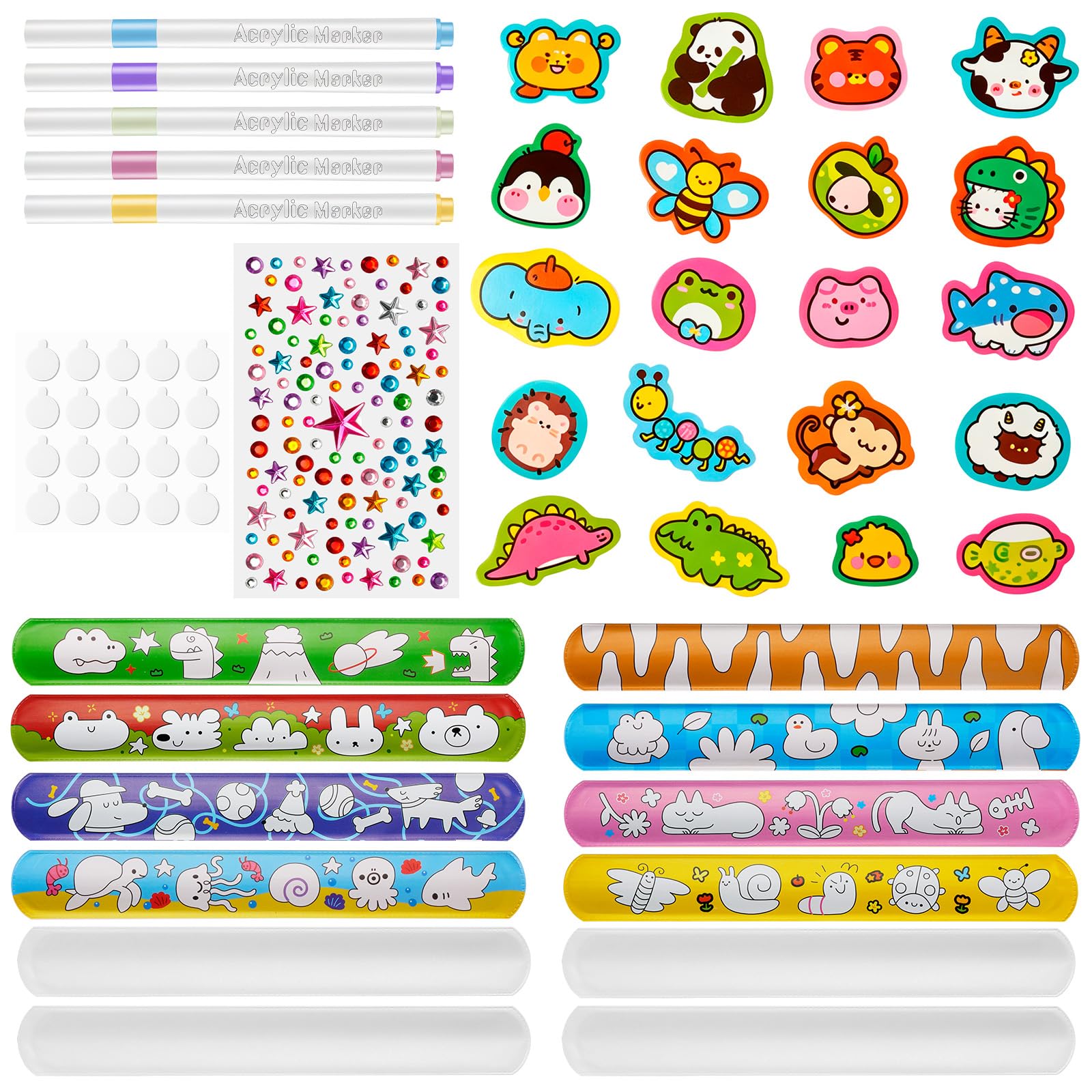 Aomig Slap Bands 58PCS Slap Bracelets Birthday Party DIY Slap Wrist Bands