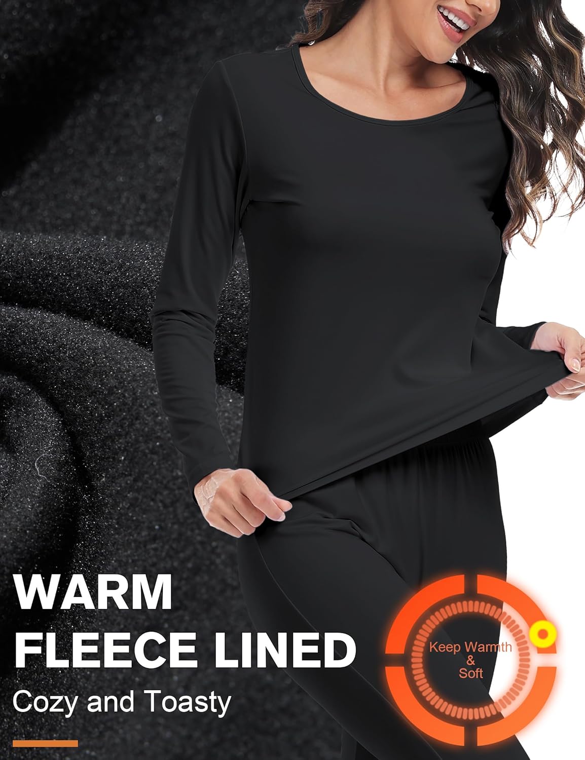 ZUTY 3 Pack Long Sleeve Thermal Shirts for Women Tops Long Johns Lightweight Winter Clothes Warm Base Layer - Image 5