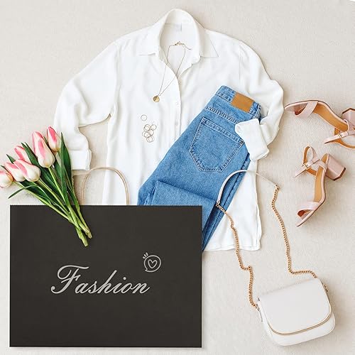 Miniatura 7 de SHOPDAY Bolsas de papel negro con asas de 16 x 6 x 12 pulgadas, paquete de 25 bolsas de papel kraft grandes a granel, bolsas de compras, bolsas de