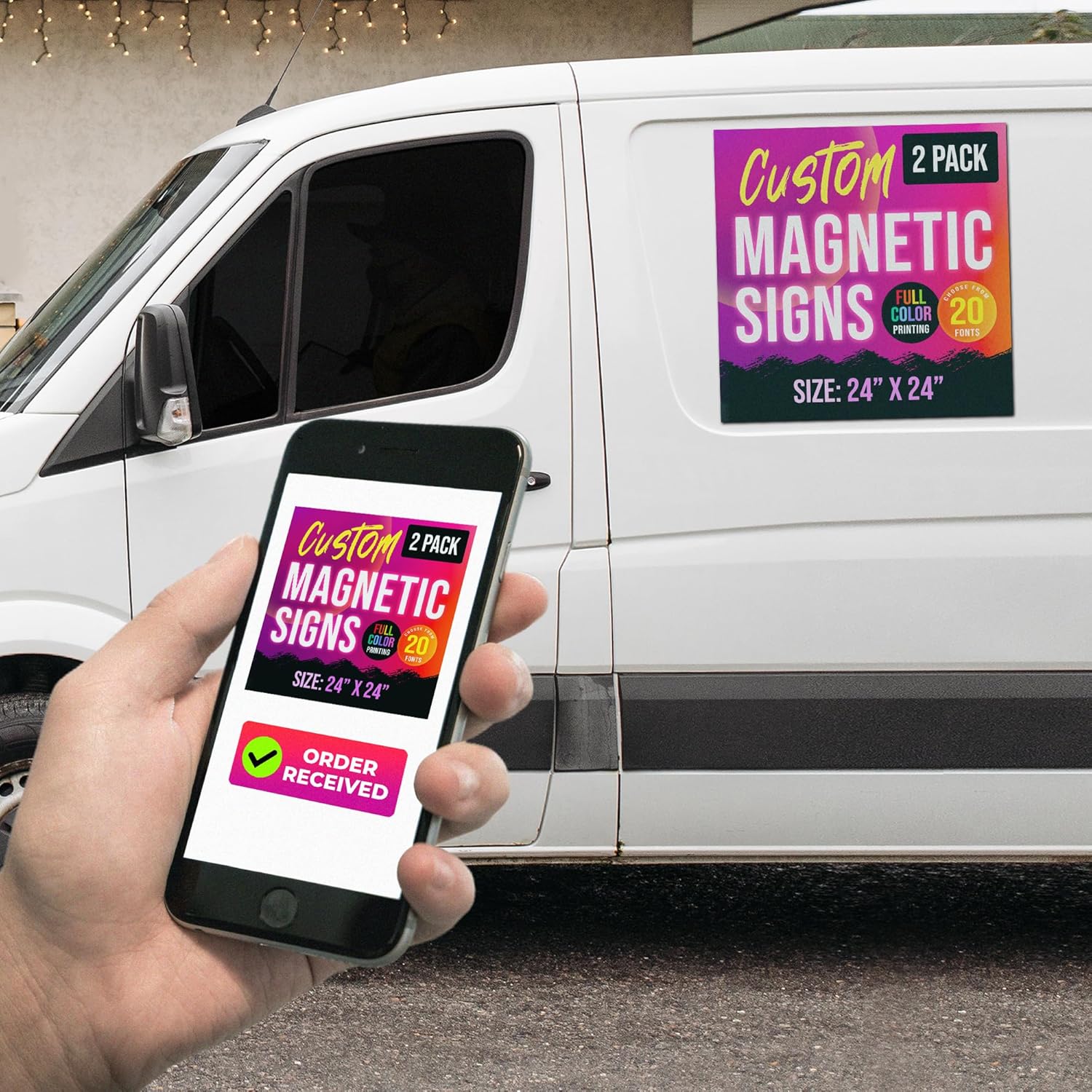 24"x24" Custom Magnet Signs in Full Color for Business and Advertising, 30 mil Customized Vinyl Car Magnets, Personalized Magnetic Sheets for Vehicles & Company Storefront P (2)